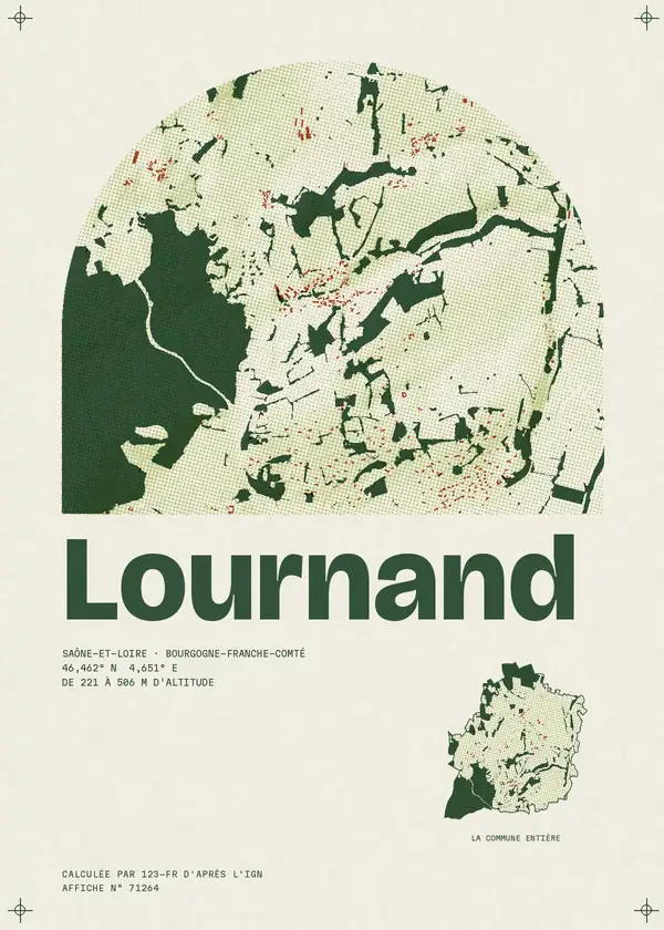 Affiche de Lournand, calculée par 123-fr d'après l'IGN