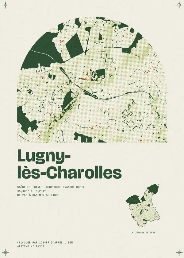 Affiche de Lugny-lès-Charolles, calculée par 123-fr d'après l'IGN