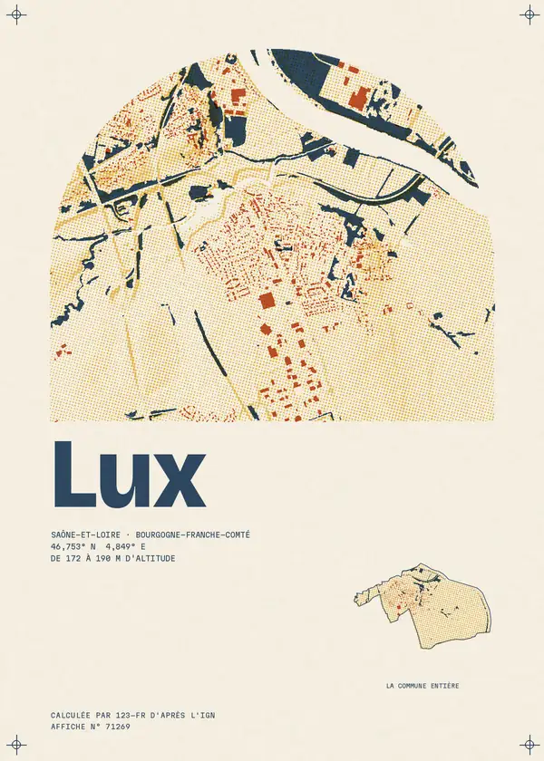 Affiche de Lux, calculée par 123-fr d'après l'IGN