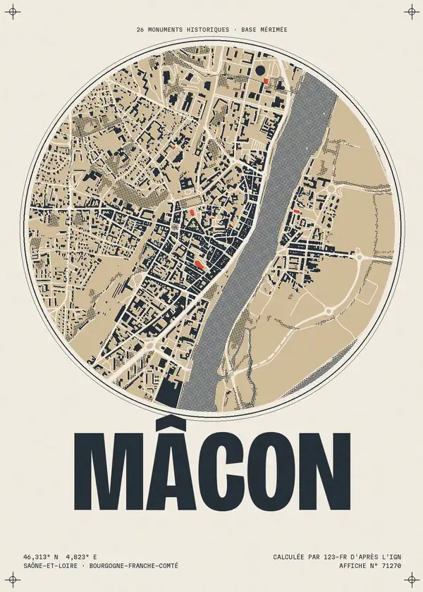 Affiche de Mâcon, calculée par 123-fr d'après l'IGN