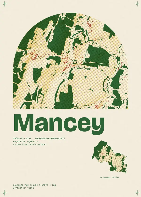 Affiche de Mancey, calculée par 123-fr d'après l'IGN