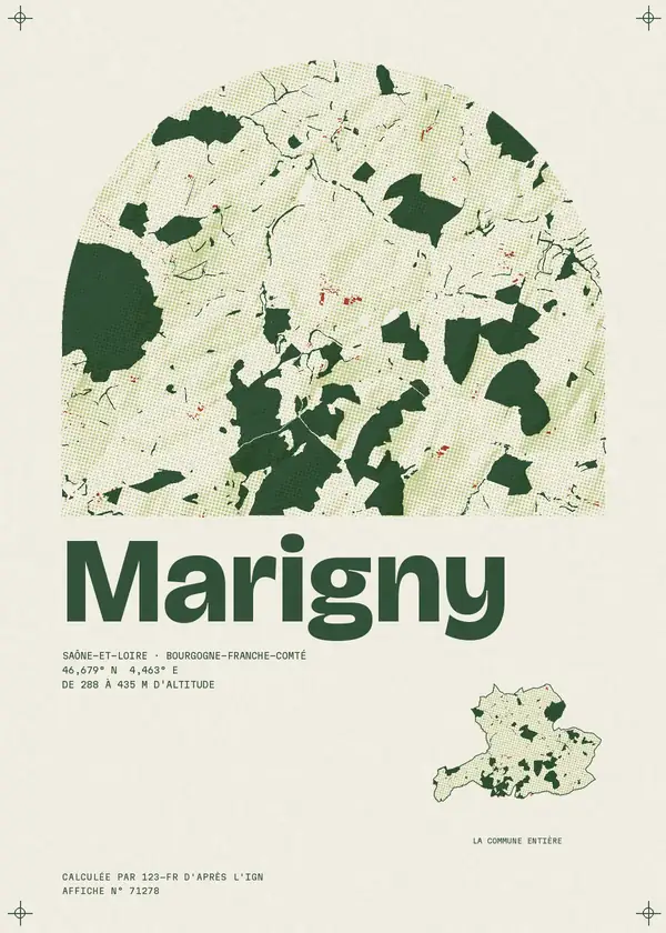 Affiche de Marigny, calculée par 123-fr d'après l'IGN