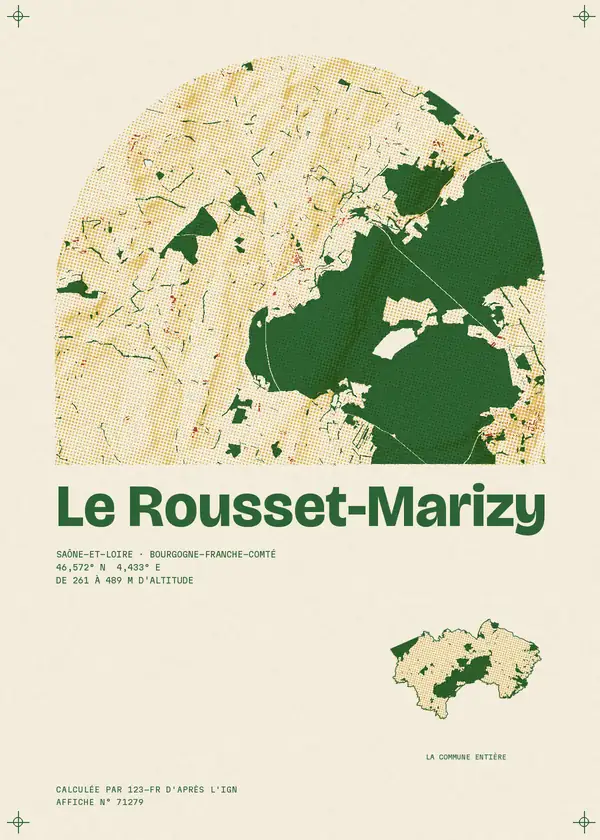 Affiche de Le Rousset-Marizy, calculée par 123-fr d'après l'IGN