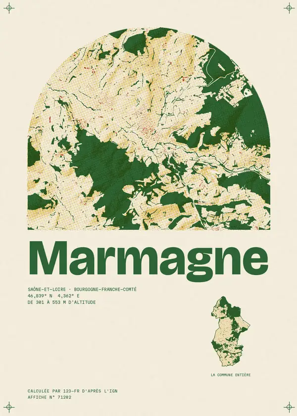 Affiche de Marmagne, calculée par 123-fr d'après l'IGN