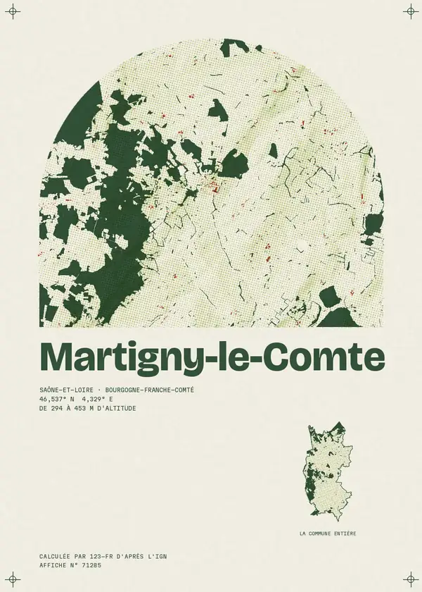 Affiche de Martigny-le-Comte, calculée par 123-fr d'après l'IGN