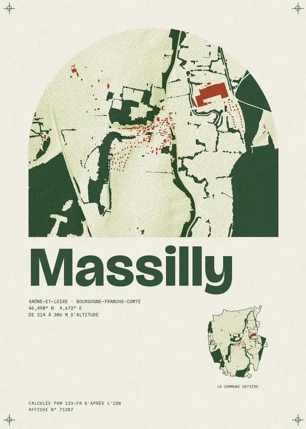 Affiche de Massilly, calculée par 123-fr d'après l'IGN