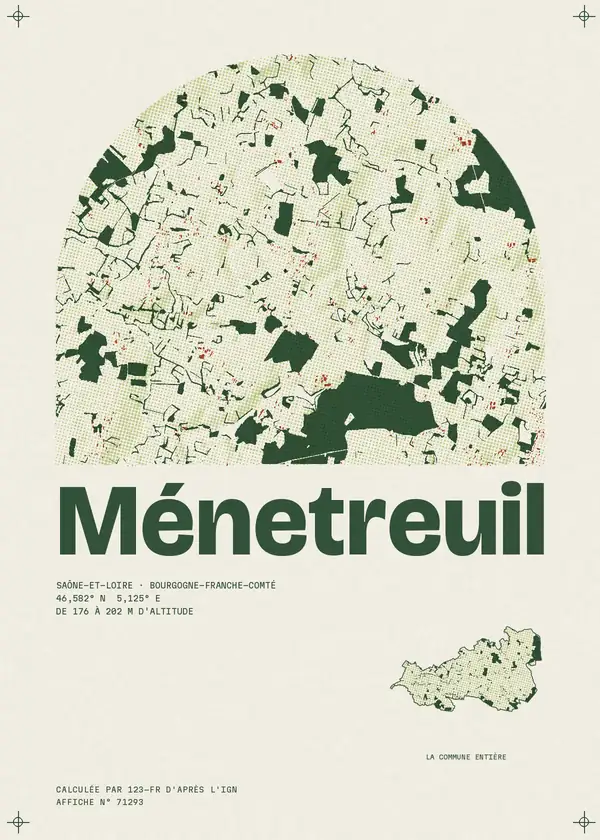 Affiche de Ménetreuil, calculée par 123-fr d'après l'IGN