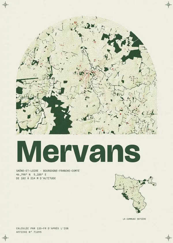 Affiche de Mervans, calculée par 123-fr d'après l'IGN