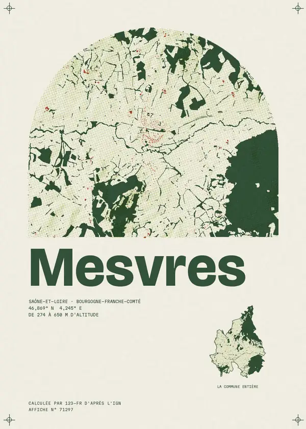 Affiche de Mesvres, calculée par 123-fr d'après l'IGN