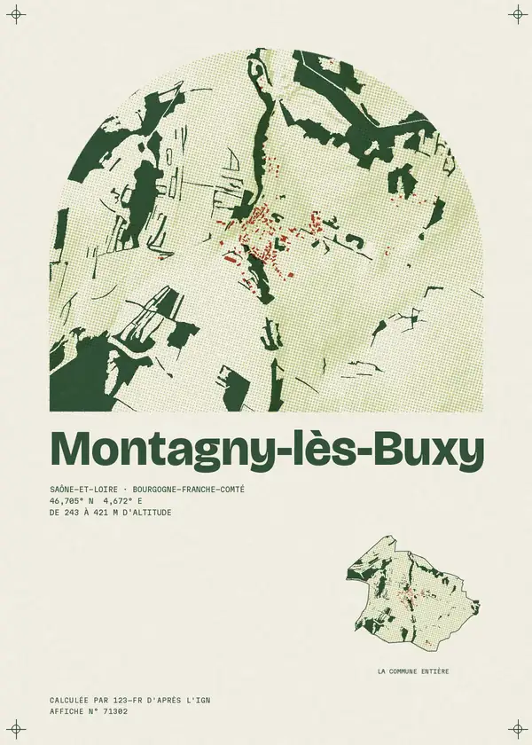 Affiche de Montagny-lès-Buxy, calculée par 123-fr d'après l'IGN