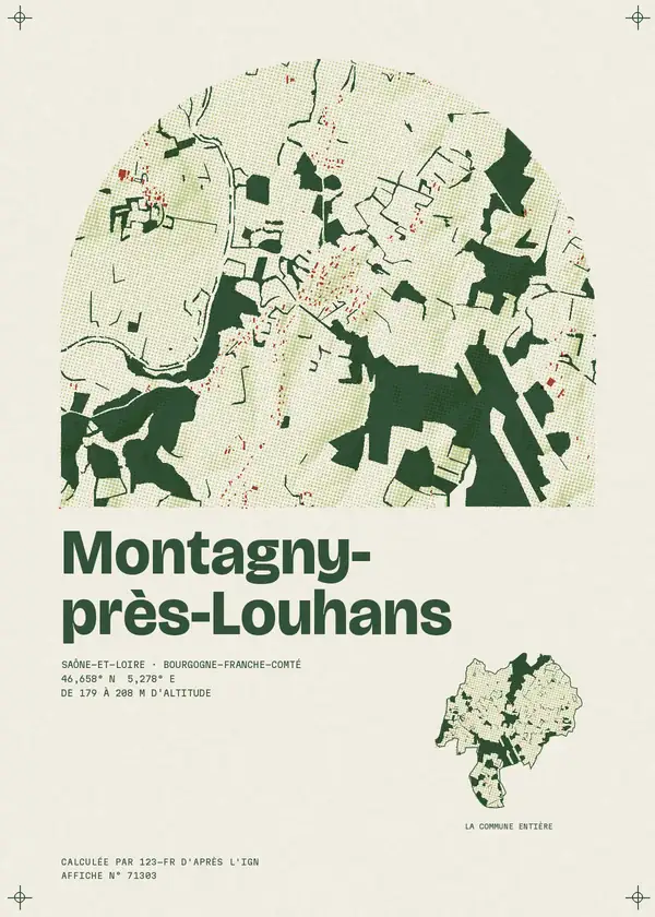 Affiche de Montagny-près-Louhans, calculée par 123-fr d'après l'IGN