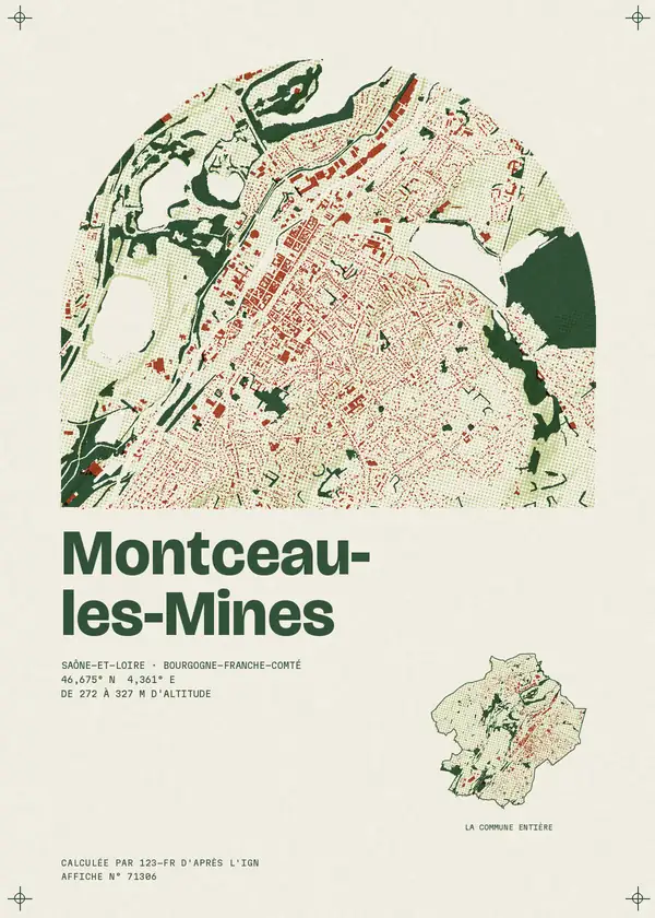Affiche de Montceau-les-Mines, calculée par 123-fr d'après l'IGN