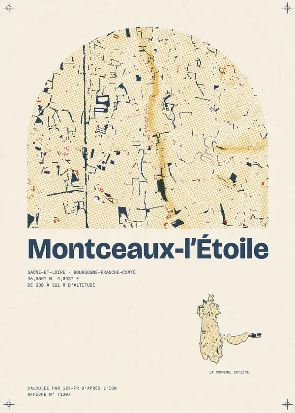 Affiche de Montceaux-l'Étoile, calculée par 123-fr d'après l'IGN