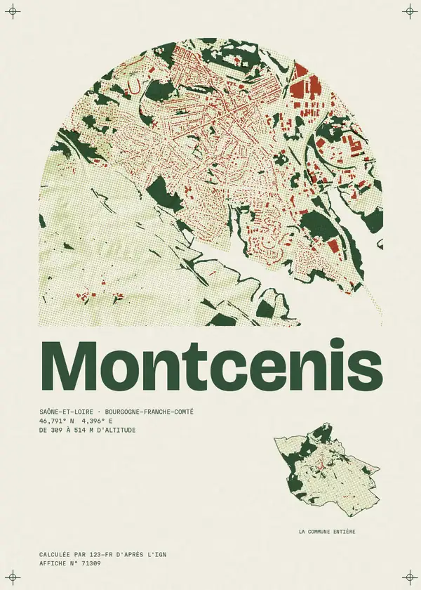 Affiche de Montcenis, calculée par 123-fr d'après l'IGN