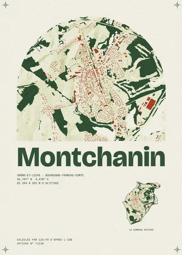 Affiche de Montchanin, calculée par 123-fr d'après l'IGN