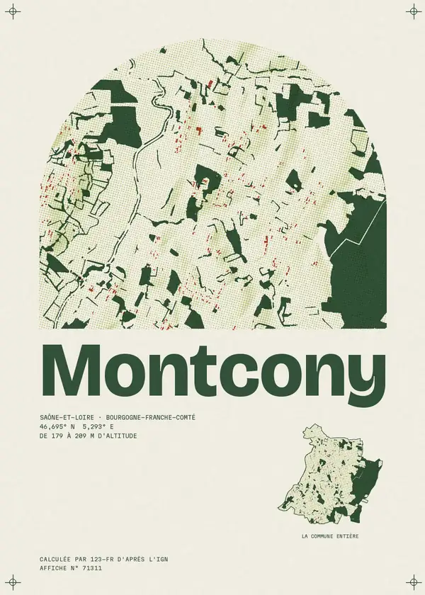 Affiche de Montcony, calculée par 123-fr d'après l'IGN