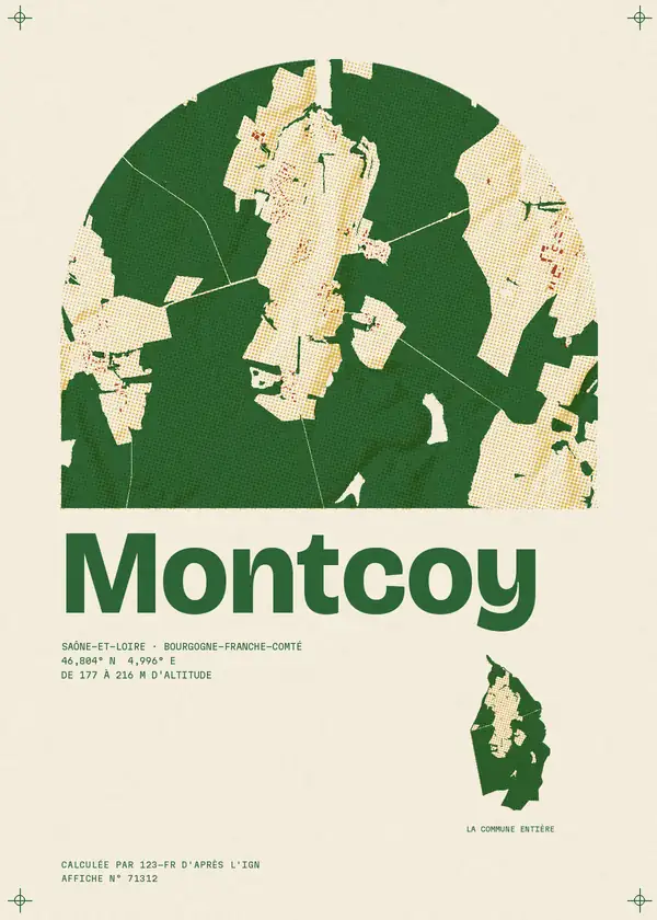 Affiche de Montcoy, calculée par 123-fr d'après l'IGN