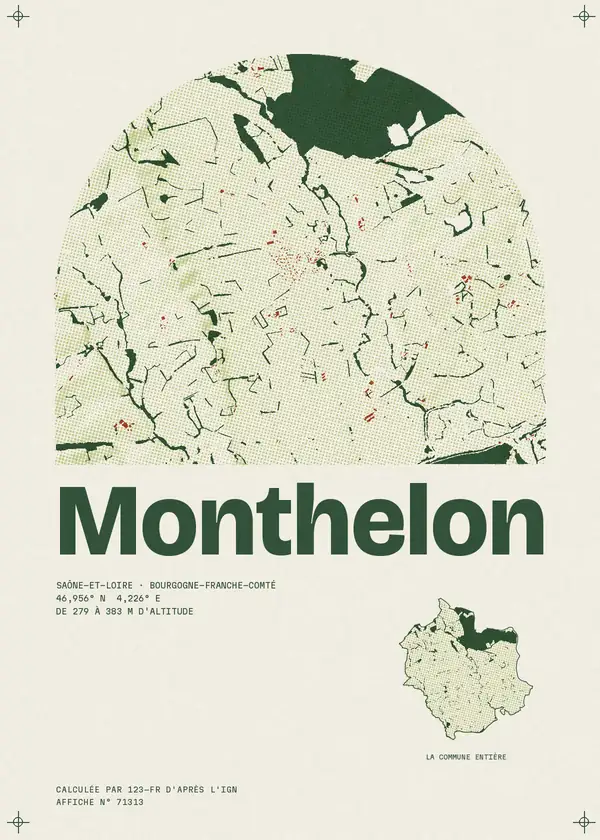 Affiche de Monthelon, calculée par 123-fr d'après l'IGN