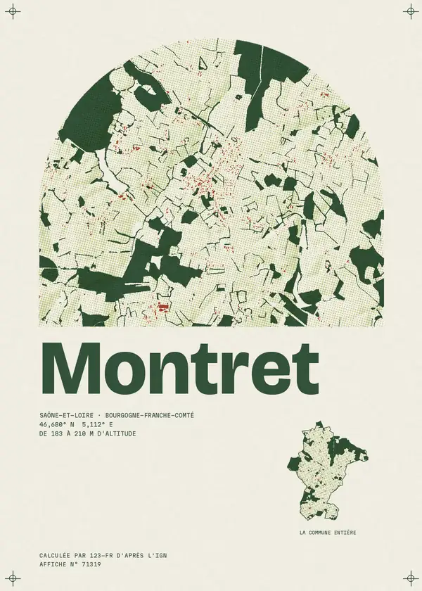 Affiche de Montret, calculée par 123-fr d'après l'IGN