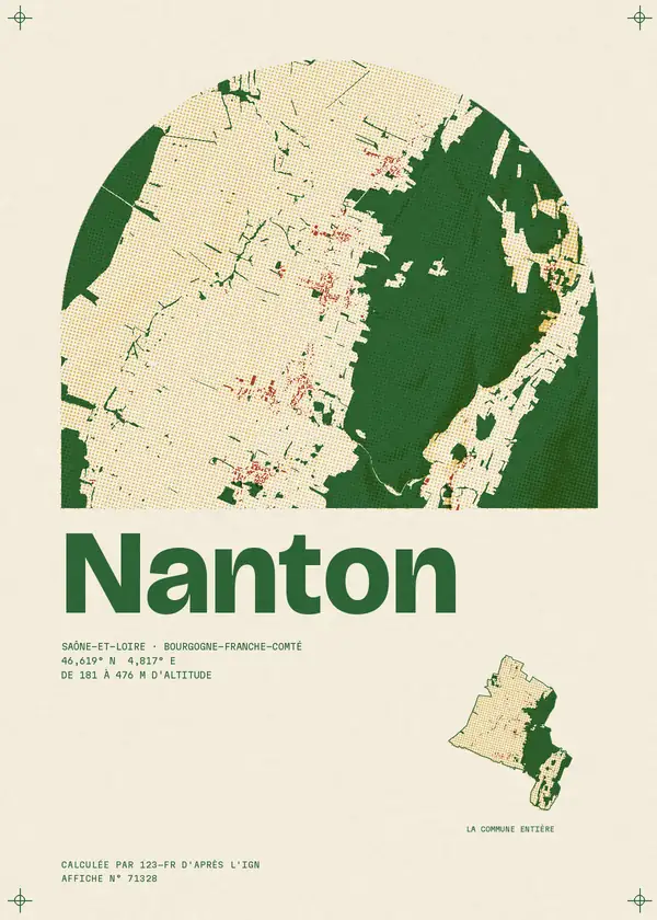 Affiche de Nanton, calculée par 123-fr d'après l'IGN