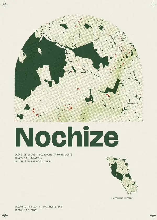 Affiche de Nochize, calculée par 123-fr d'après l'IGN