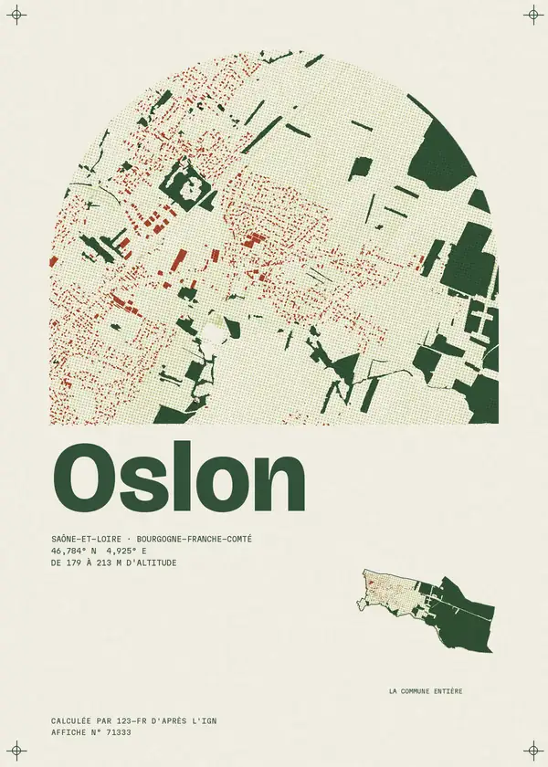 Affiche de Oslon, calculée par 123-fr d'après l'IGN