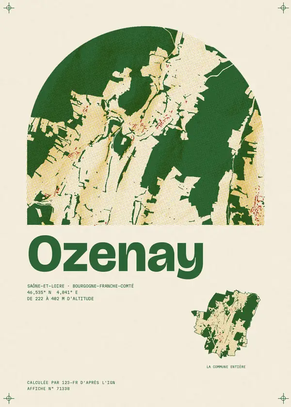 Affiche de Ozenay, calculée par 123-fr d'après l'IGN