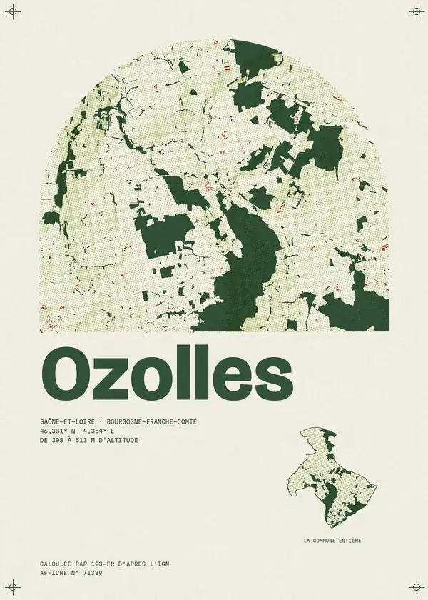 Affiche de Ozolles, calculée par 123-fr d'après l'IGN