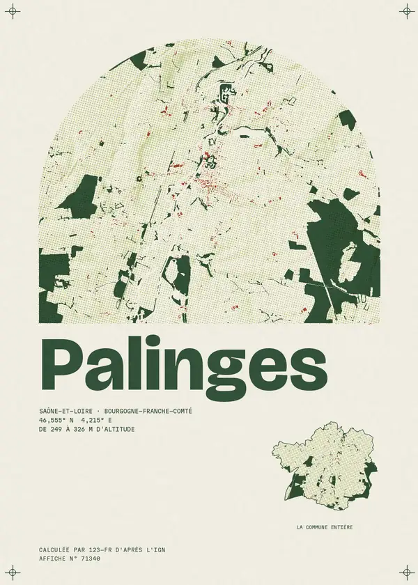 Affiche de Palinges, calculée par 123-fr d'après l'IGN