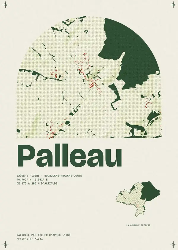 Affiche de Palleau, calculée par 123-fr d'après l'IGN