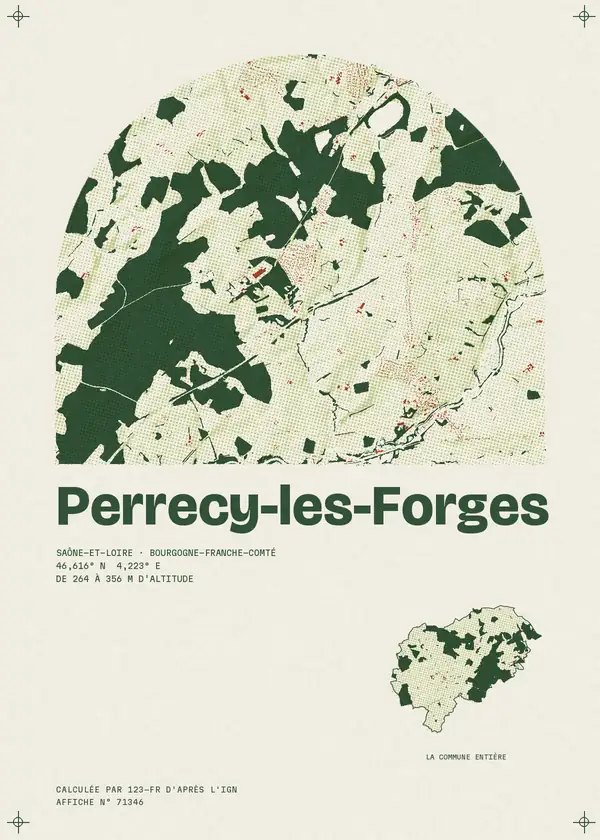 Affiche de Perrecy-les-Forges, calculée par 123-fr d'après l'IGN