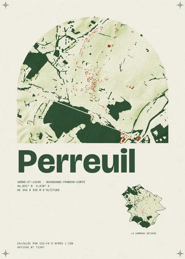 Affiche de Perreuil, calculée par 123-fr d'après l'IGN
