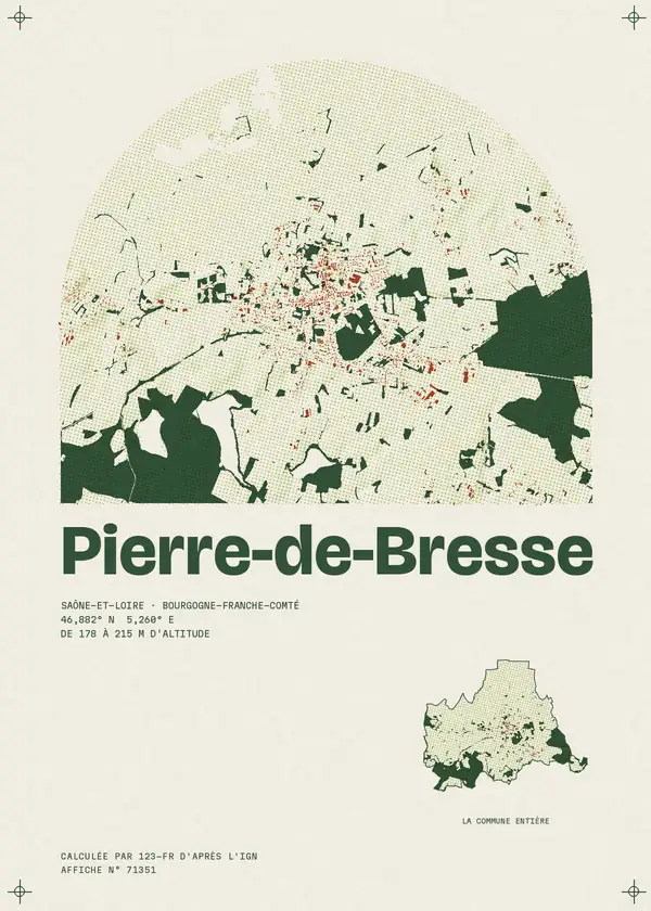 Affiche de Pierre-de-Bresse, calculée par 123-fr d'après l'IGN
