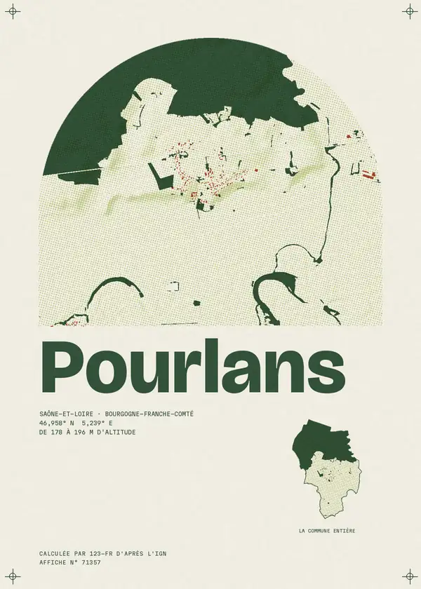 Affiche de Pourlans, calculée par 123-fr d'après l'IGN