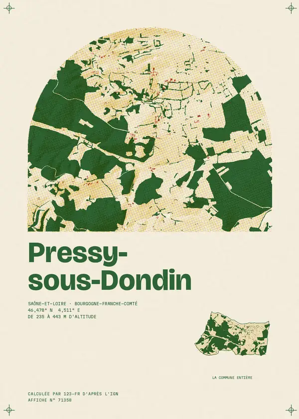 Affiche de Pressy-sous-Dondin, calculée par 123-fr d'après l'IGN