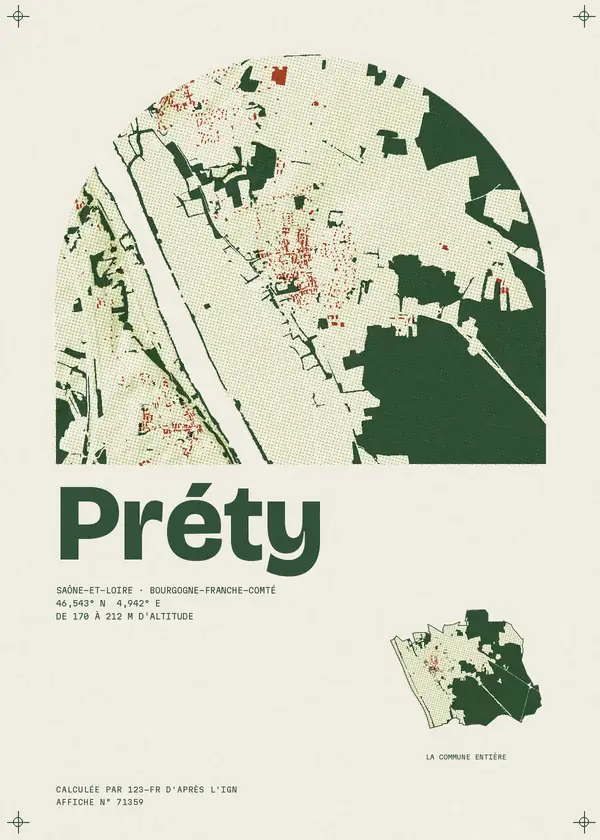 Affiche de Préty, calculée par 123-fr d'après l'IGN