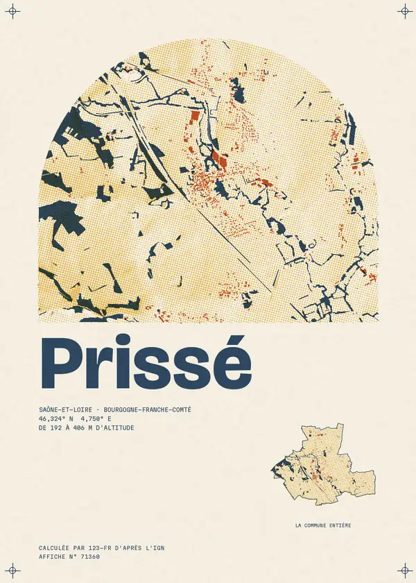 Affiche de Prissé, calculée par 123-fr d'après l'IGN