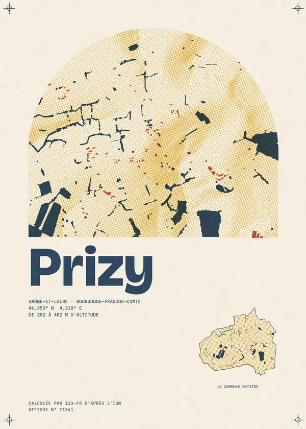 Affiche de Prizy, calculée par 123-fr d'après l'IGN