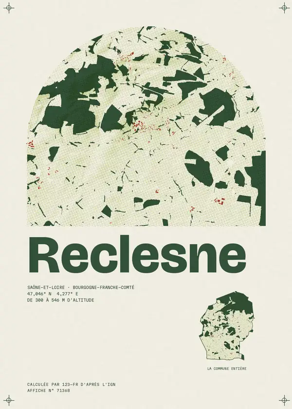 Affiche de Reclesne, calculée par 123-fr d'après l'IGN