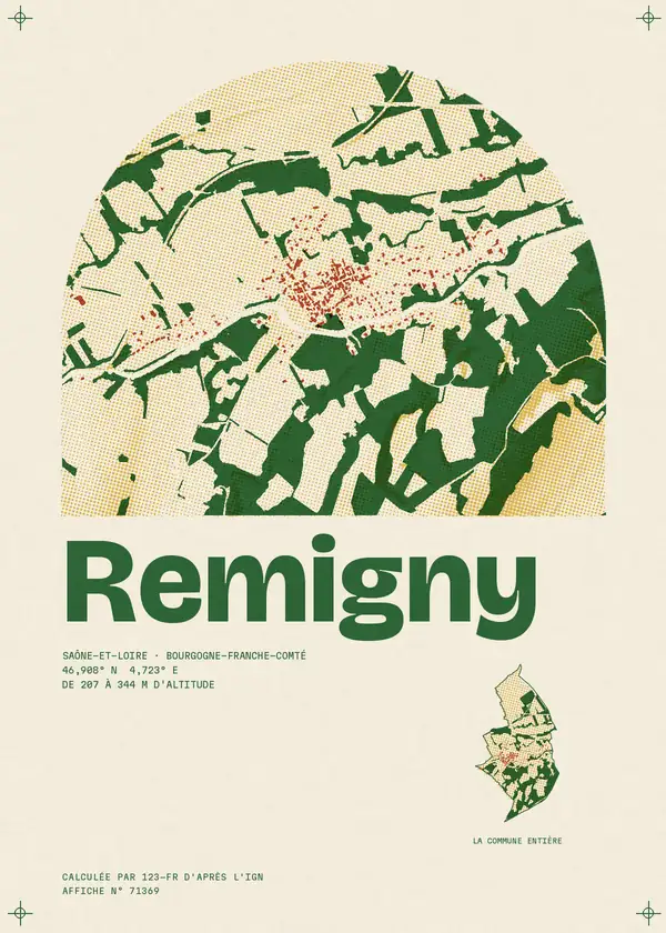 Affiche de Remigny, calculée par 123-fr d'après l'IGN