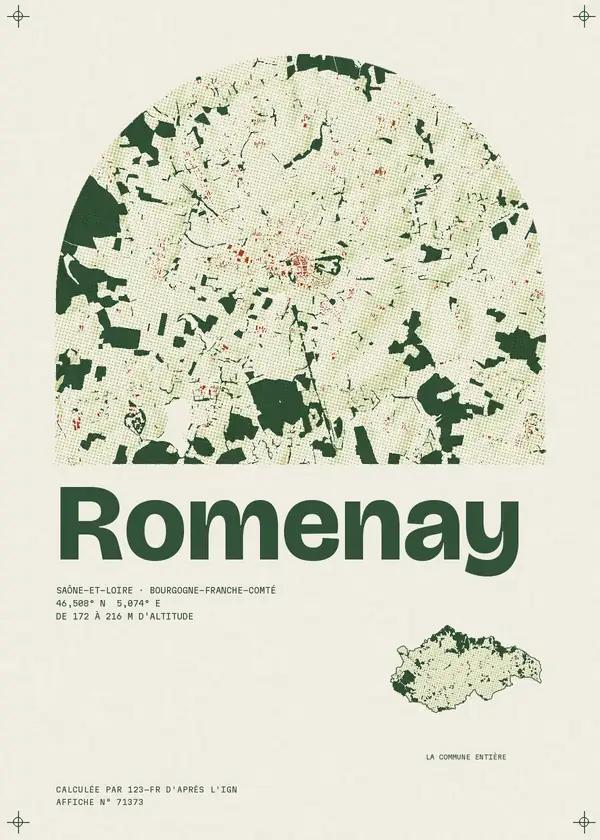 Affiche de Romenay, calculée par 123-fr d'après l'IGN