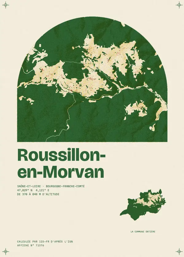 Affiche de Roussillon-en-Morvan, calculée par 123-fr d'après l'IGN