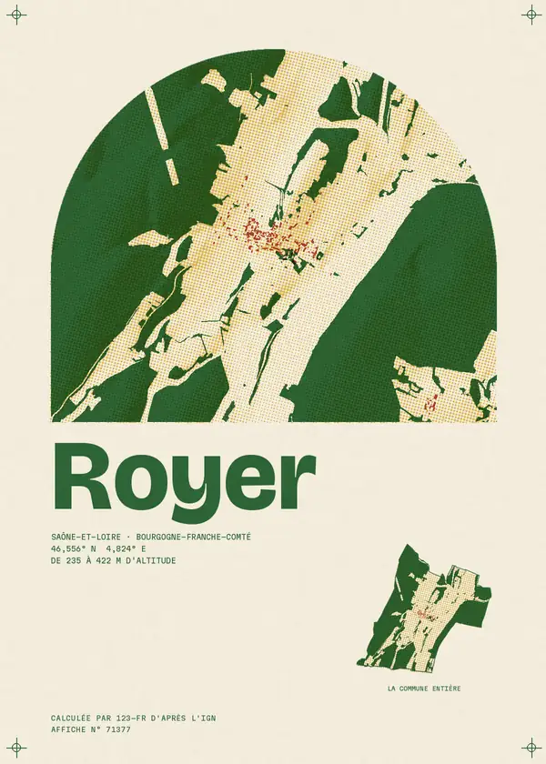 Affiche de Royer, calculée par 123-fr d'après l'IGN