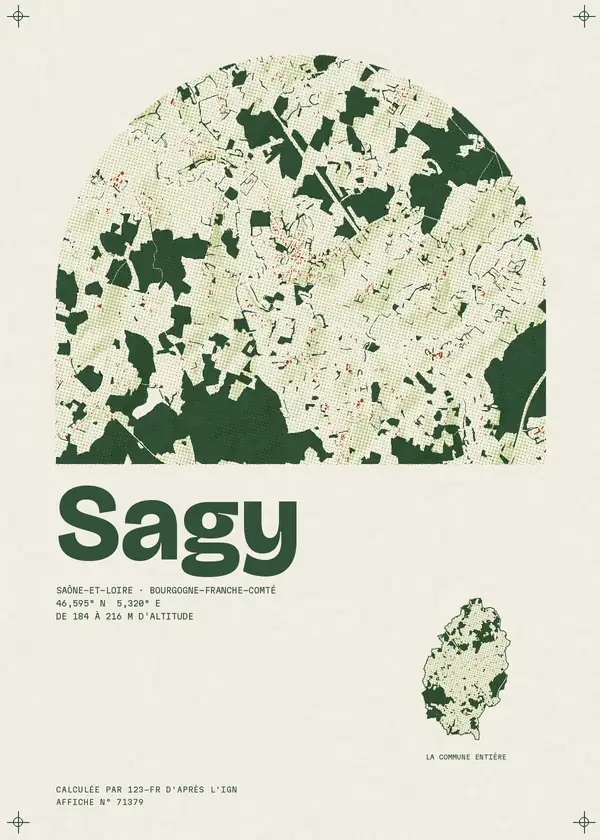 Affiche de Sagy, calculée par 123-fr d'après l'IGN