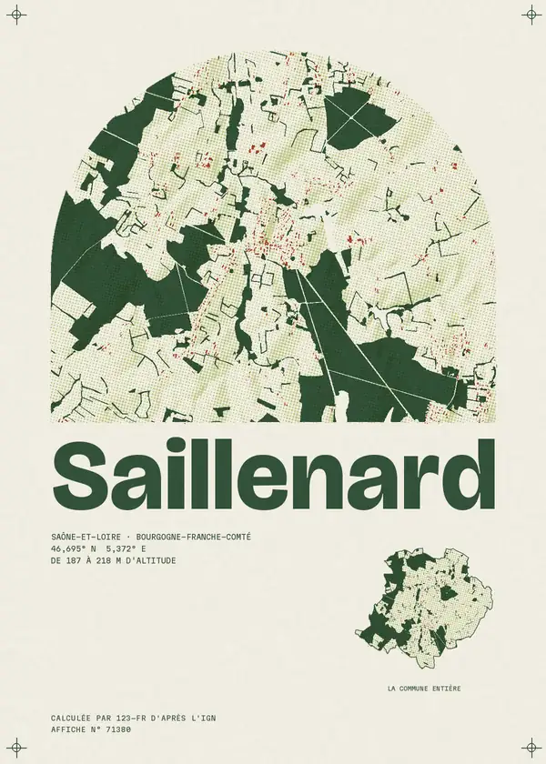 Affiche de Saillenard, calculée par 123-fr d'après l'IGN