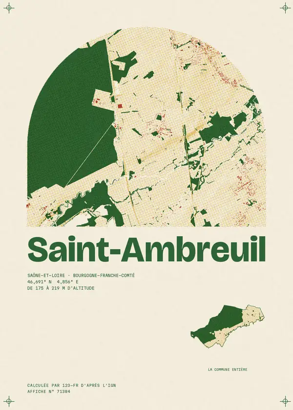 Affiche de Saint-Ambreuil, calculée par 123-fr d'après l'IGN