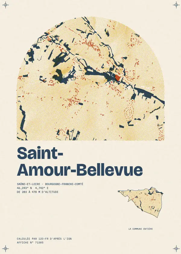 Affiche de Saint-Amour-Bellevue, calculée par 123-fr d'après l'IGN