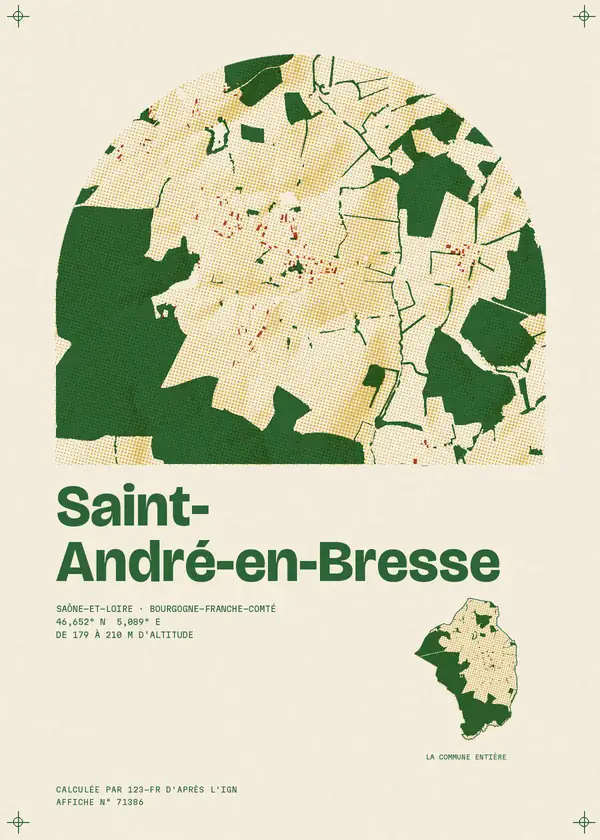 Affiche de Saint-André-en-Bresse, calculée par 123-fr d'après l'IGN
