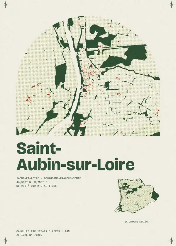 Affiche de Saint-Aubin-sur-Loire, calculée par 123-fr d'après l'IGN
