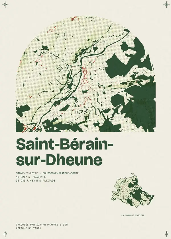 Affiche de Saint-Bérain-sur-Dheune, calculée par 123-fr d'après l'IGN